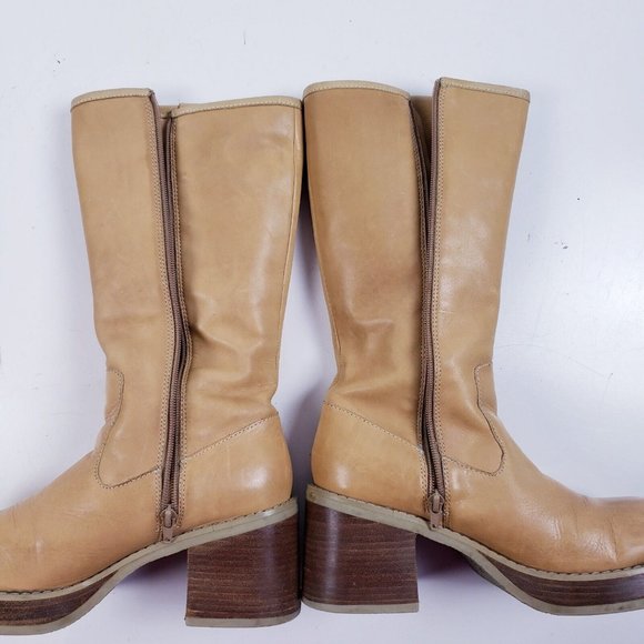 Candies Vintage Y2K 90s Chunky Heel Platform Camel Banana Suede Leather Size 9 - Picture 8 of 11